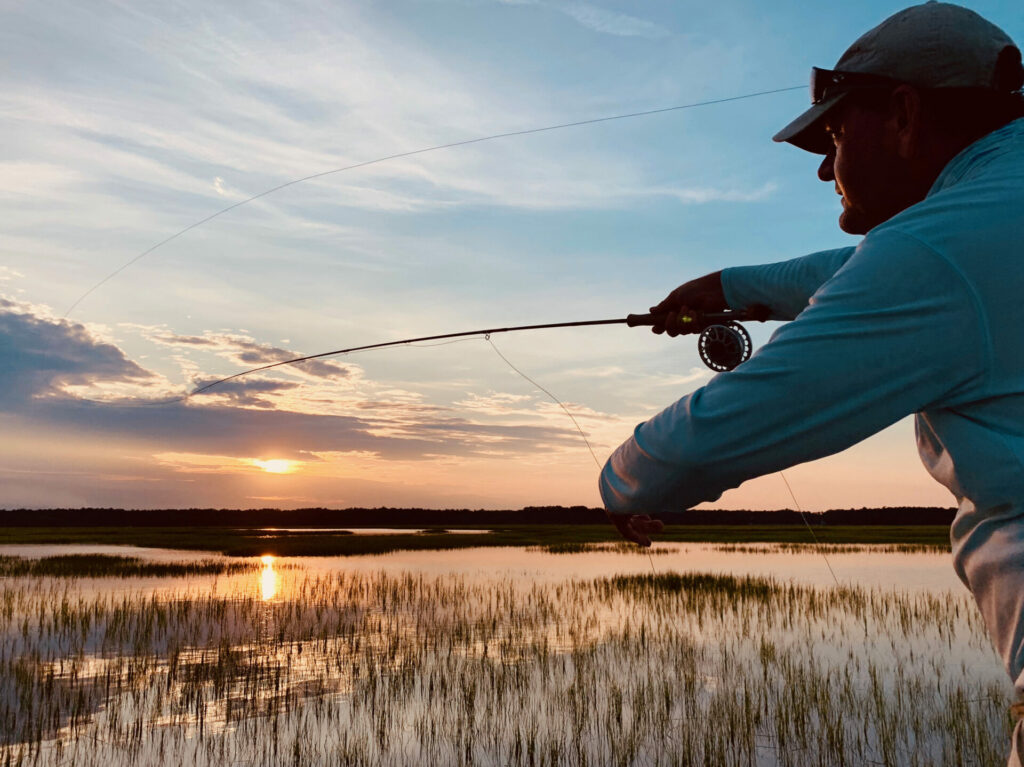 pawleys island fly fishing tailing redfish